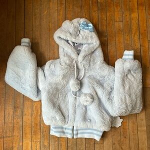 Forever 21 x Angel Hello Kitty Light Blue Faux Fur Hoodie sized XS (also fits S)